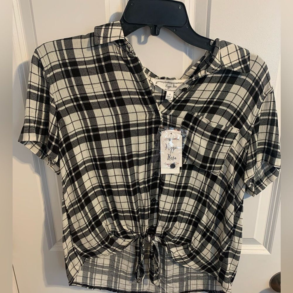 Hippie Rose Size Small Monochrome Plaid Shirt